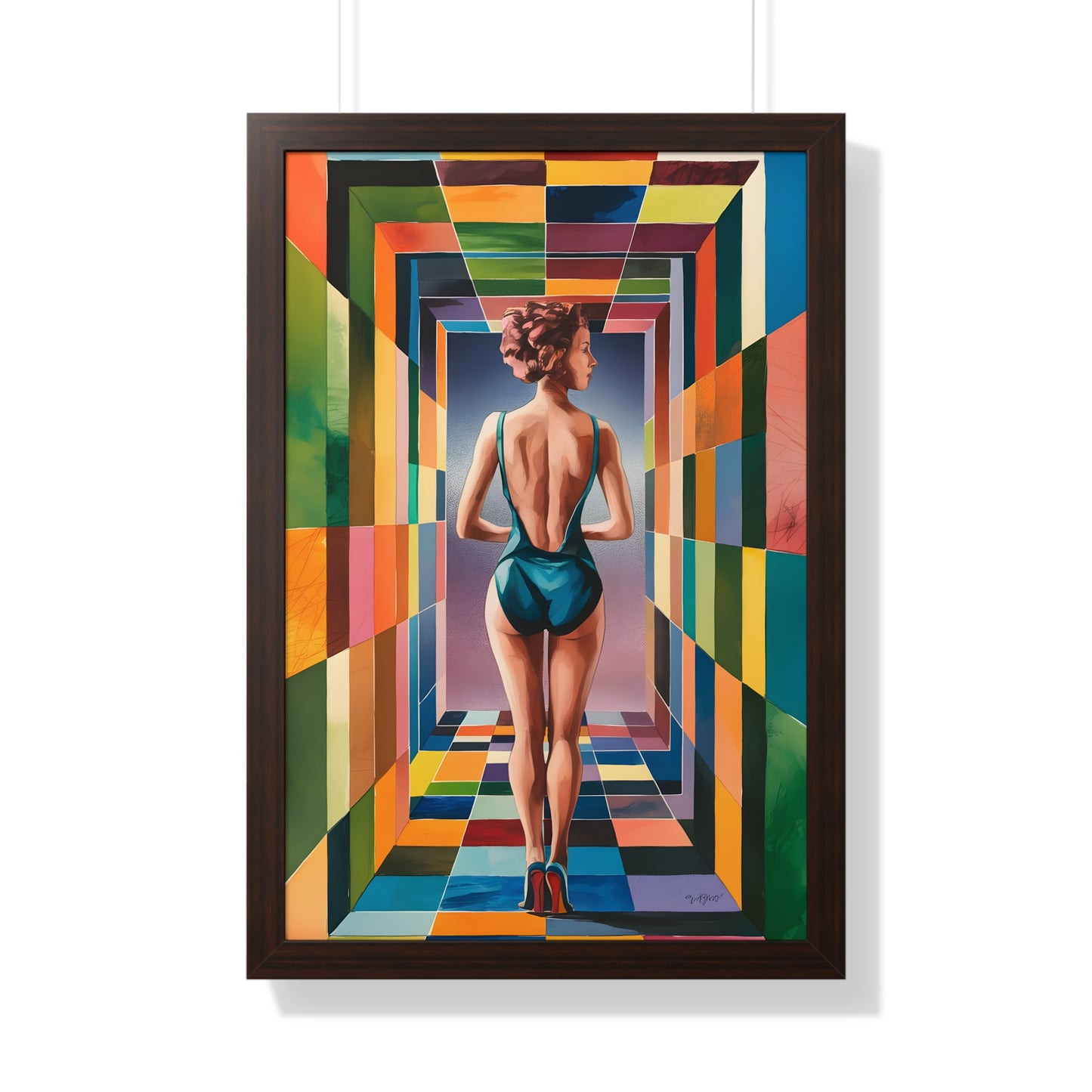 A woman in a color tunnel