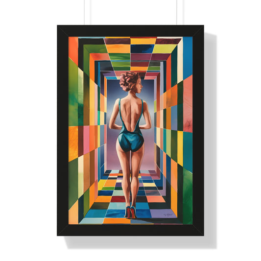 A woman in a color tunnel